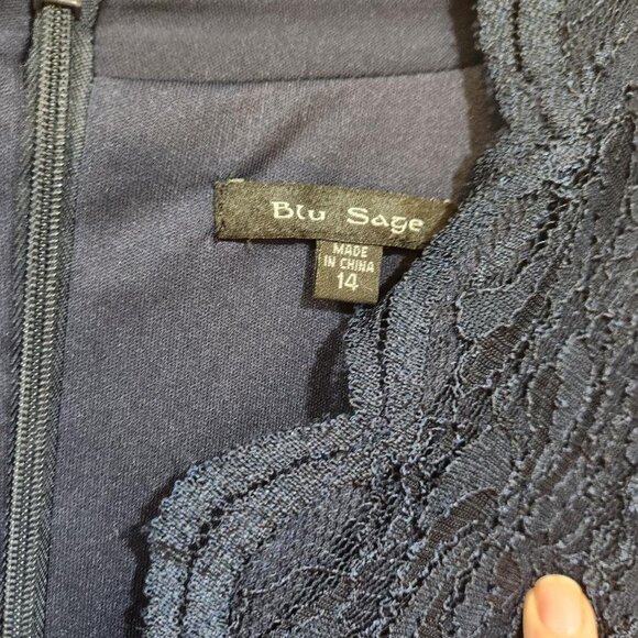 Blue with white stones long Blue Sage dress - Picture 3 of 5